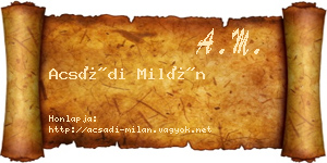 Acsádi Milán névjegykártya
