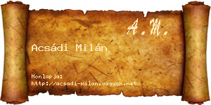 Acsádi Milán névjegykártya